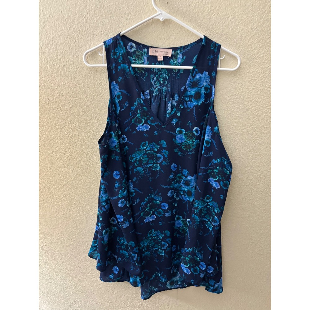 Philosophy Republic Clothing Navy Blue Floral Cold Shoulder Blouse M
A1068